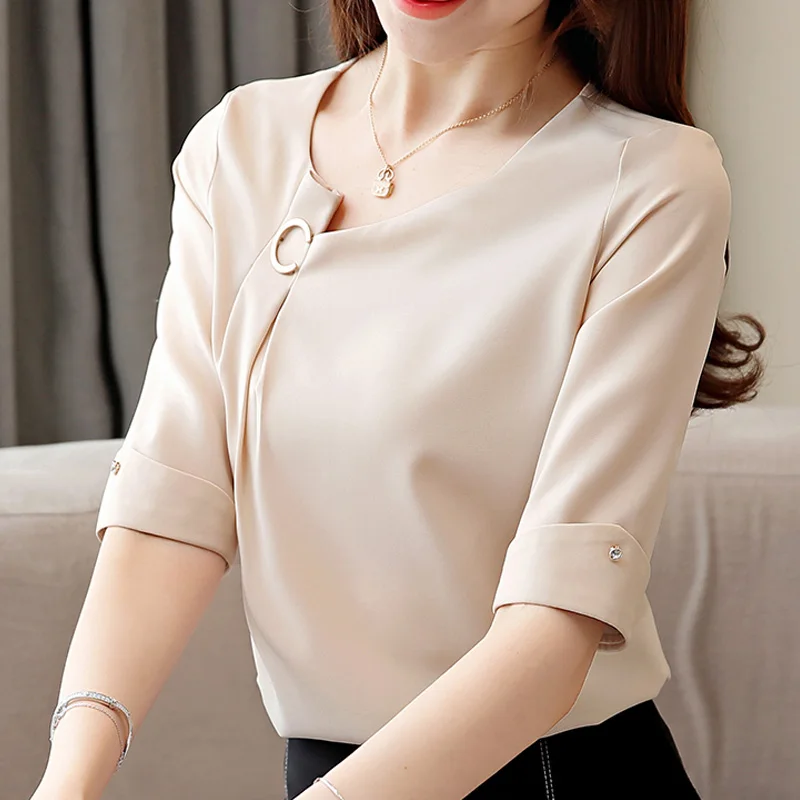 summer women blouses 2019 short sleeve chiffon blouse shirt shirts plus size tops womens and 3755 50 | Женская одежда