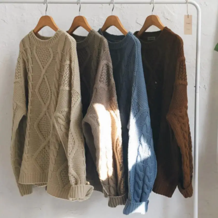 Winter Fashion Wool Vintage o-neck Women Pullovers Sweater Knitted Sweaters Lovely | Женская одежда