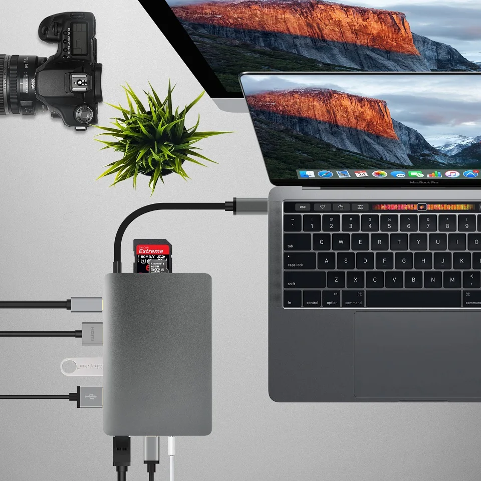 Док-станция USB C type C для Macbook USB C-HDMI Mini DP 4K RJ45 Ethernet USB 3,0 аудио 3,5 мм Тип C зарядная док-станция для ноутбука