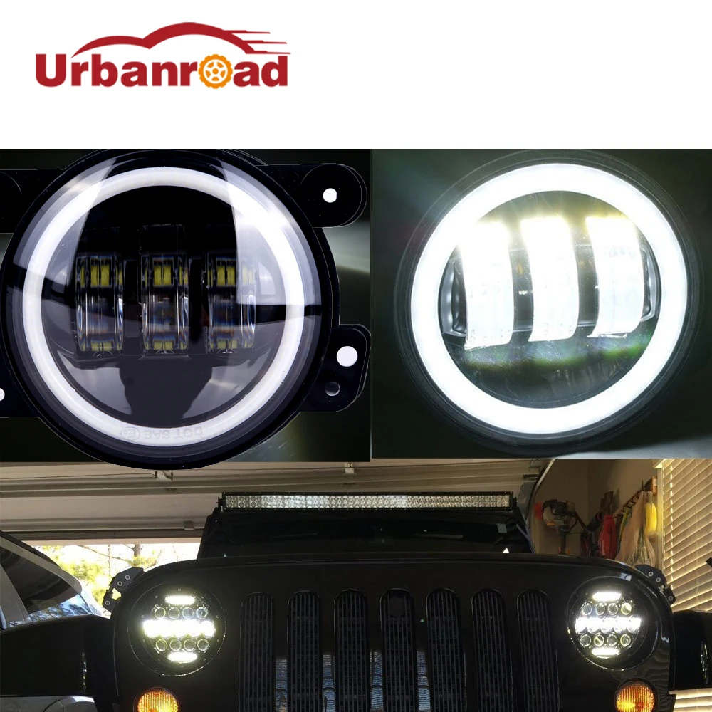 

4 Inch Round Led Fog Light Headlight 30W Projector lens With Halo DRL Lamp For Offroad Jeep Wrangler Jk Dodge Harley