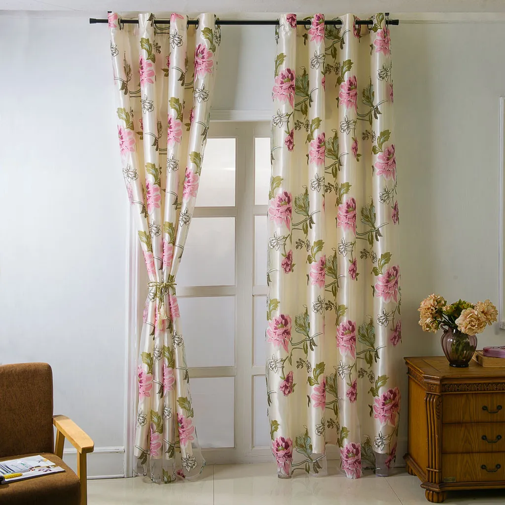 1 шт. двухслойная занавеска с цветочным принтом пиона роскошный металлический