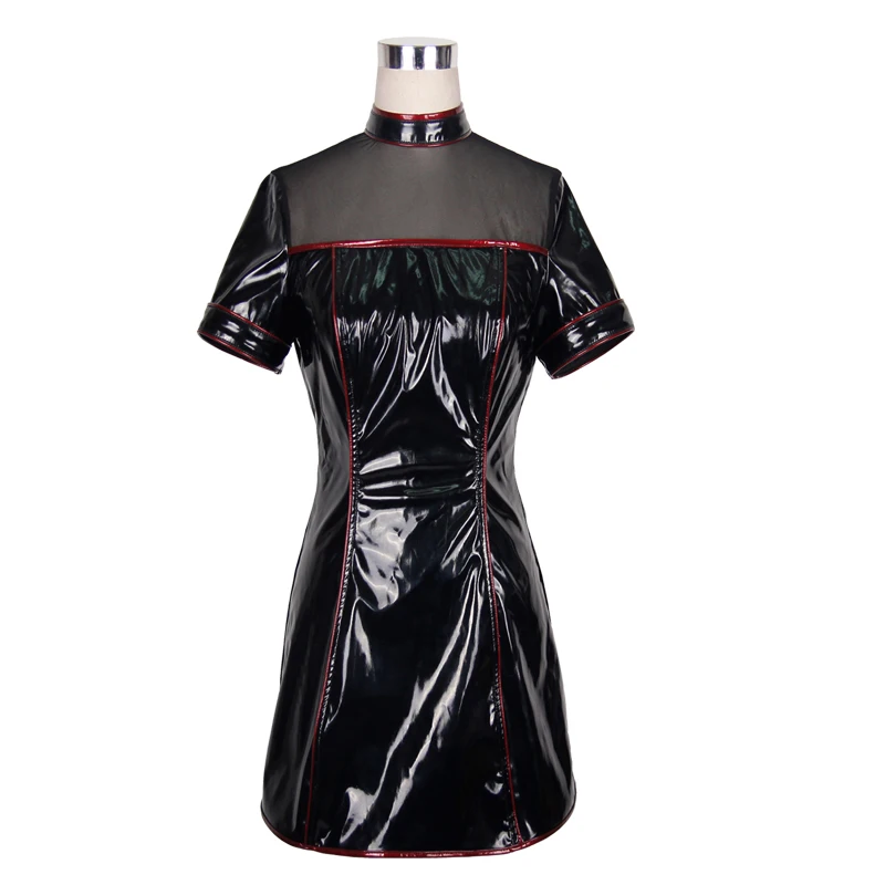 Модное пикантное короткое платье Devil в стиле стимпанк с вырезами Тяжелые кожаные