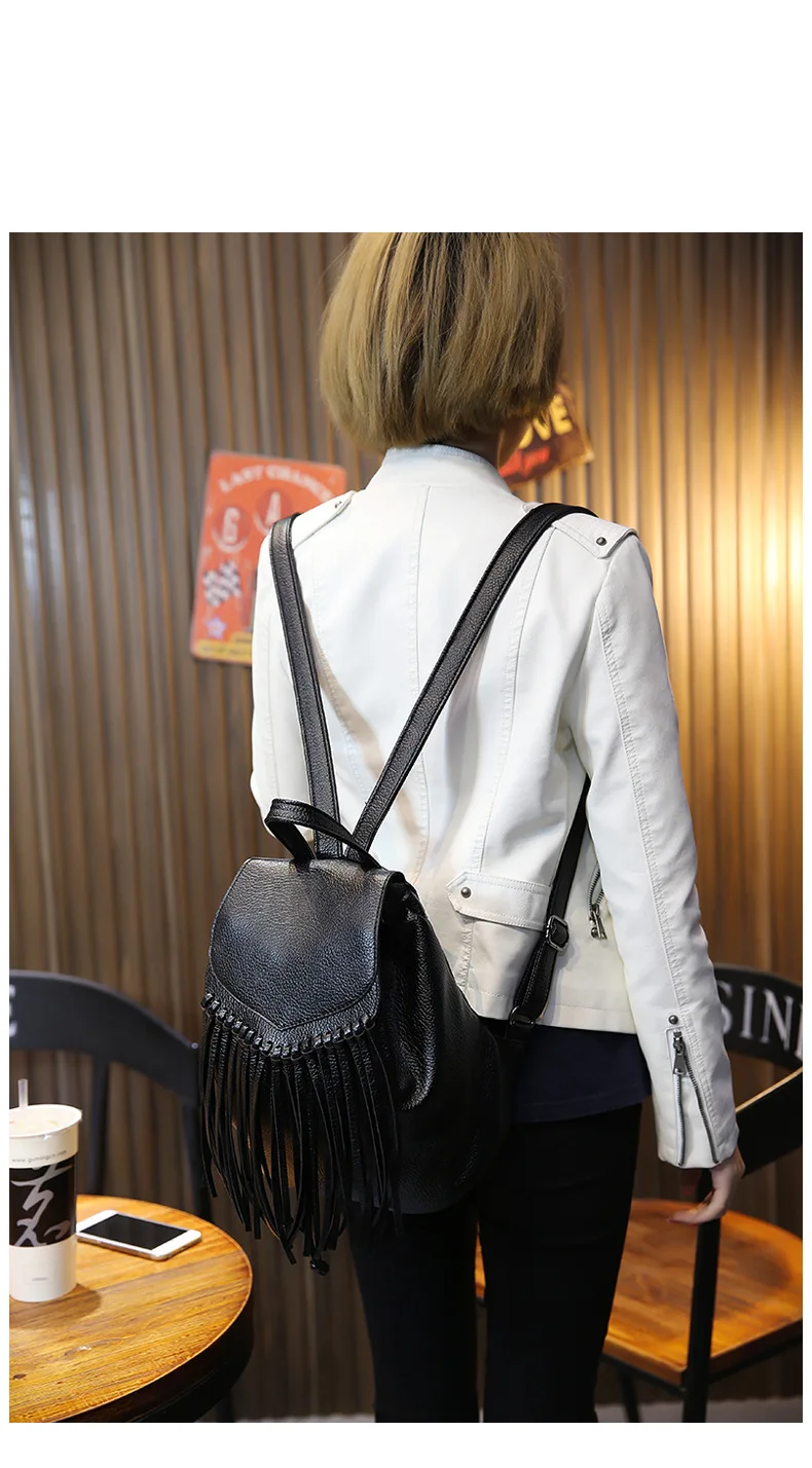 2019 роскошные кожаные женские рюкзаки с бахромой и кисточками сумки через плечо