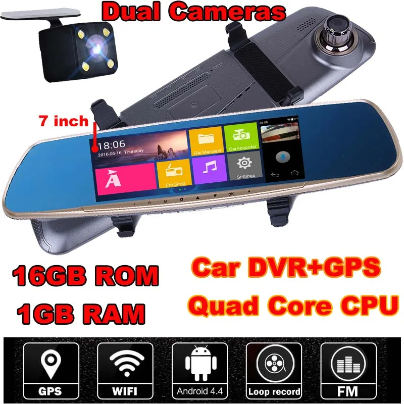 7 дюймов Wifi Android автомобиля Автомобильный ВИДЕОРЕГИСТРАТОР GPS Навигация Зеркало
