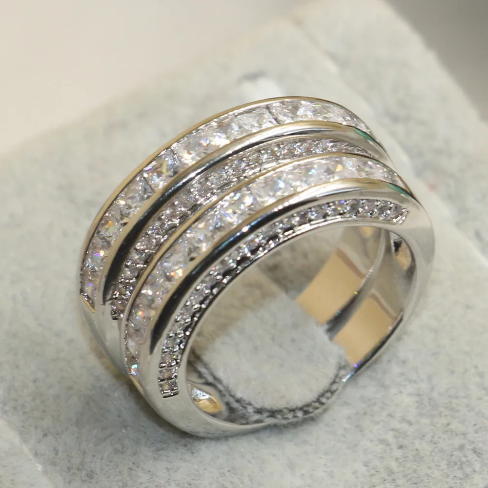 Choucong Wieck Princess Cut, брендовые ювелирные изделия, 925 пробы, серебряные, белые, прозрачные, 5А, CZ камни, свадебные, свадебные, женские кольца, подарок, размер 5-11