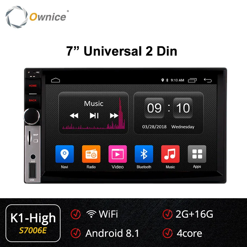S7006 K1-High Ownice K1 Android 8,1 gps навигации 2G Оперативная память DVD 2 Din автомагнитолы BT USB универсальный для Nissan Toyota VW peugeot плеер Поддержка 4G - Цвет: S7006 K1-High