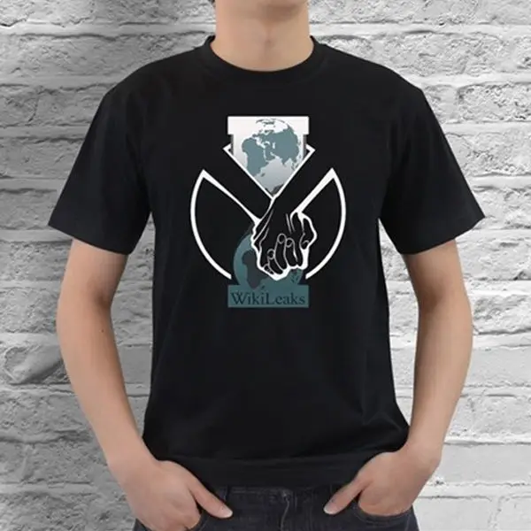 Мужская футболка с круглым вырезом Wikileaks World черная хлопок S M L XL XXL XXXL Размер