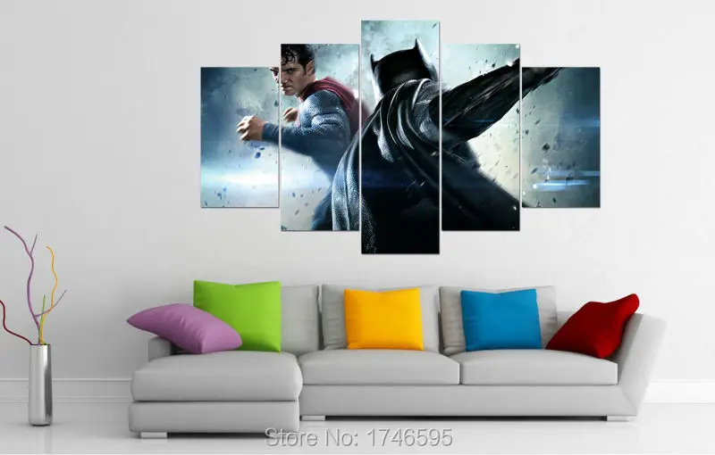 5pcs Print Batman V Superman dawn of justice Movie poster Painting on Canvas art kids children room wall decor picture /PT0527 | Дом и сад