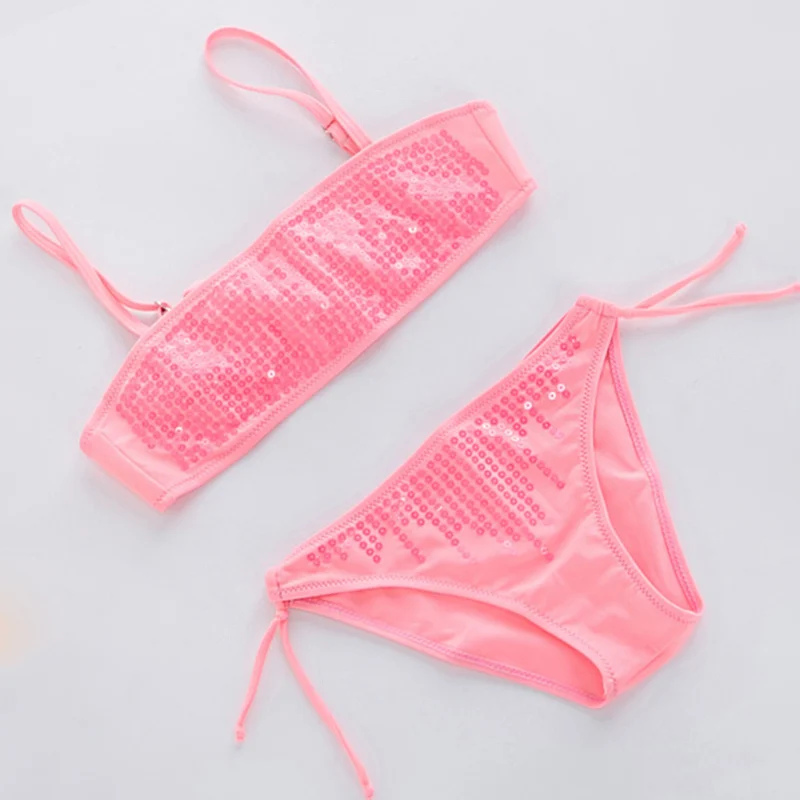 От 2 до 12 лет бикини для девочек купальный костюм маленьких детский купальник из