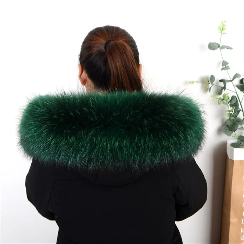 Winter Natural Raccoon Fur Collar Scarves Women Coat Warmer Hood Real Men Muffler Shawl Wraps |