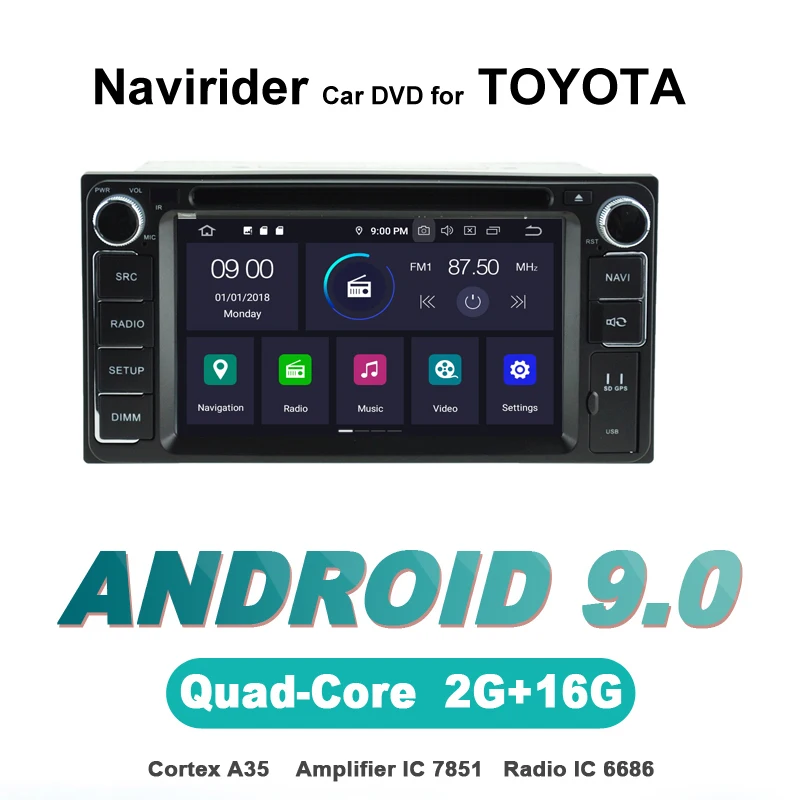Navirider OS 9,0 Android плеер для TOYOTA corolla hilux lc100 prado fortuner verso vios lexus стерео радио gps soundSystem