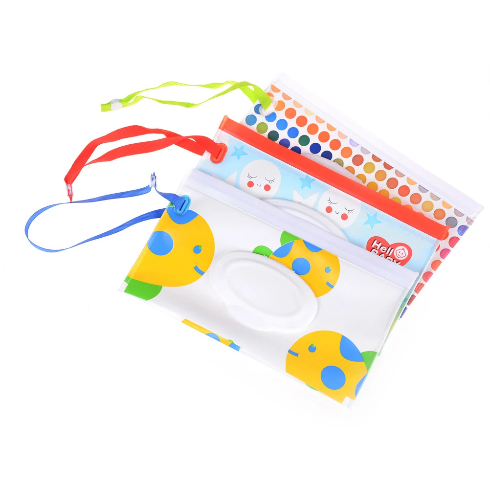 

Eco-friendly Wet Wipes Bag Easy-carry Clutch and Clean Wipes Carrying Case Clamshell Cosmetic Pouch Snap-strap Wipes Container