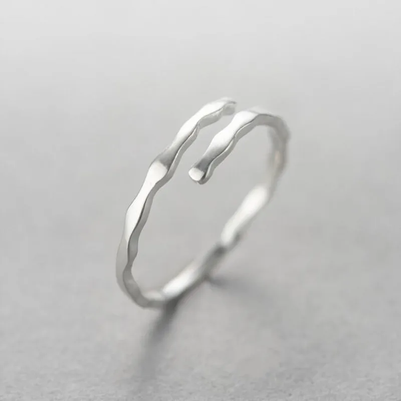 Простые геометрические волнистые кольца из стерлингового серебра 925 пробы для