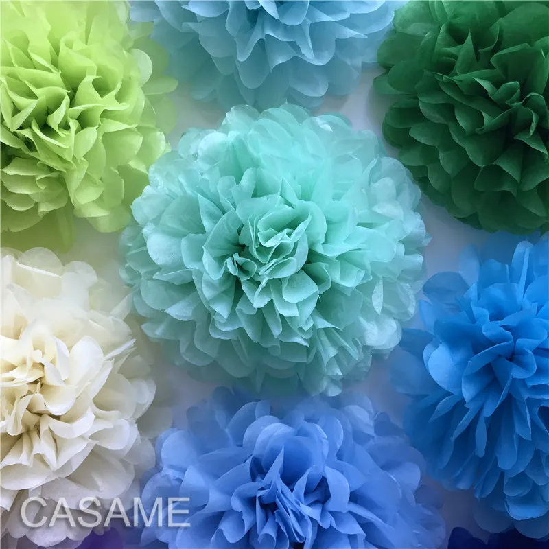 10 шт 1" /25 см папиросная бумага Pom Poms Цветочные шары Свадьба Вечерние помпоны из оберточной бумаги Свадебная вечеринка украшения Ремесло Цветок