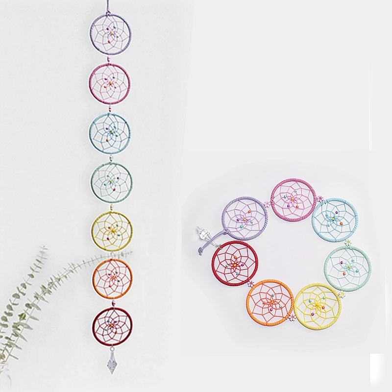 

Reiki Chakra Dreamcatcher Room Decor Small Indian Dream Catcher Craft Wall Hanging Home Decor Handmade 7*72cm 1pc Dropship