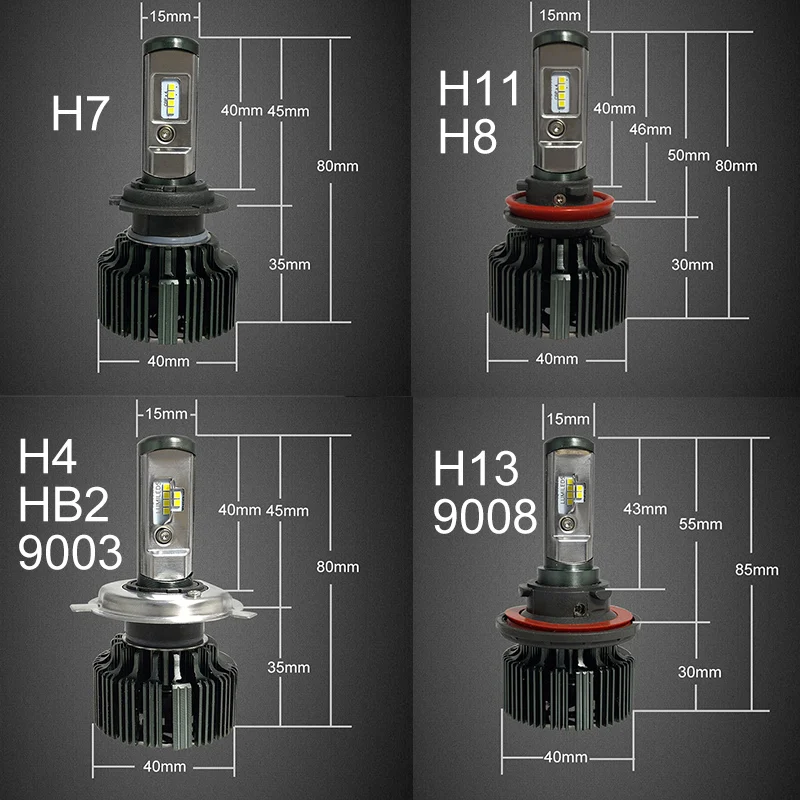 CARSUN T6 H4 H7 H11 H1 CSP светодиодный 9005/HB3 9006/HB4 H13 9004 9007 H3 8000Lm автомобильные лампы для передних фар Противотуманные фары белый 6000K 12V 24V