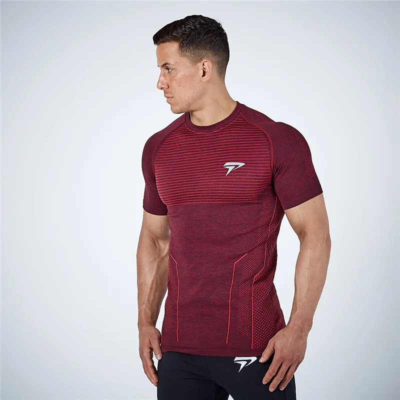 GITF New Sport Shirt Running T Men Gym bodybuilding Fitness Clothing Quick drying Tight T-Shirt men |