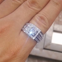 top quality silver color engagement ring for women full african aaa crystal stone rings women romantic wedding band best choice