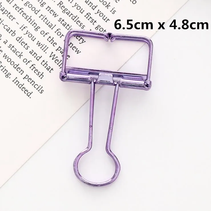 6.5 x 4.8 purple 5 шт. креативный Корейский Металлический Зажим Для Бумаги Закладка скрепка для бумаг зажим для Bullet Journal фото сообщение билета документ биндеры канцелярские - Цвет: 6.5 x 4.8 purple
