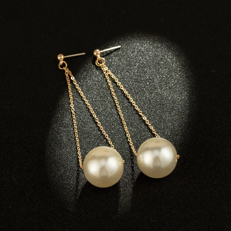 Женские длинные висячие серьги с искусственным жемчугом в Корейском стиле