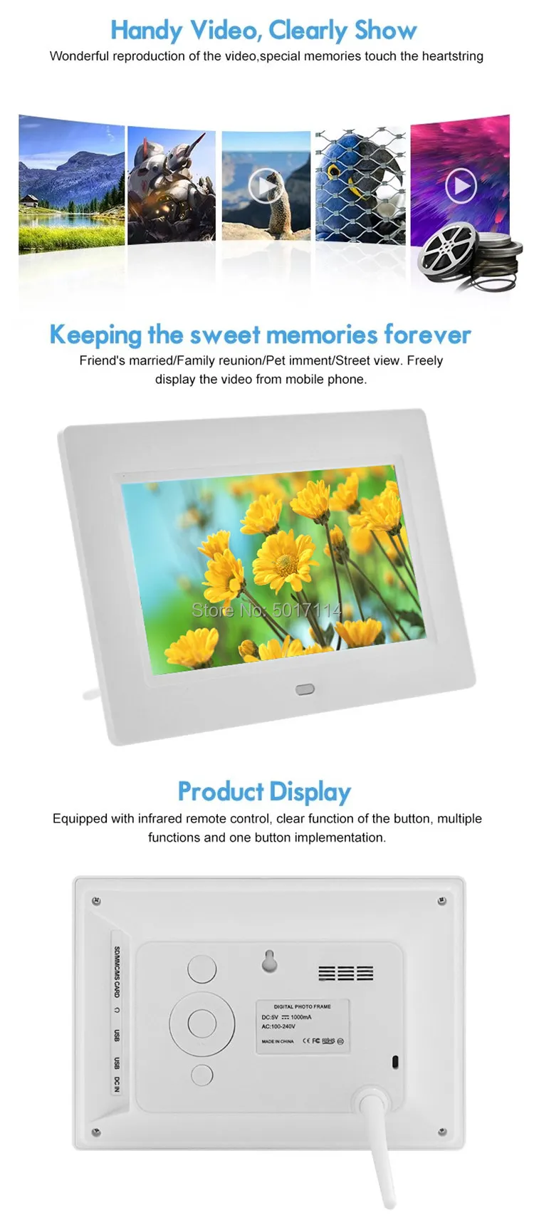 10 дюймовый светодиодный Подсветка HD 1024*600 полный Функция цифровая фоторамка электронный альбом Цифровой Фото Музыка Видео