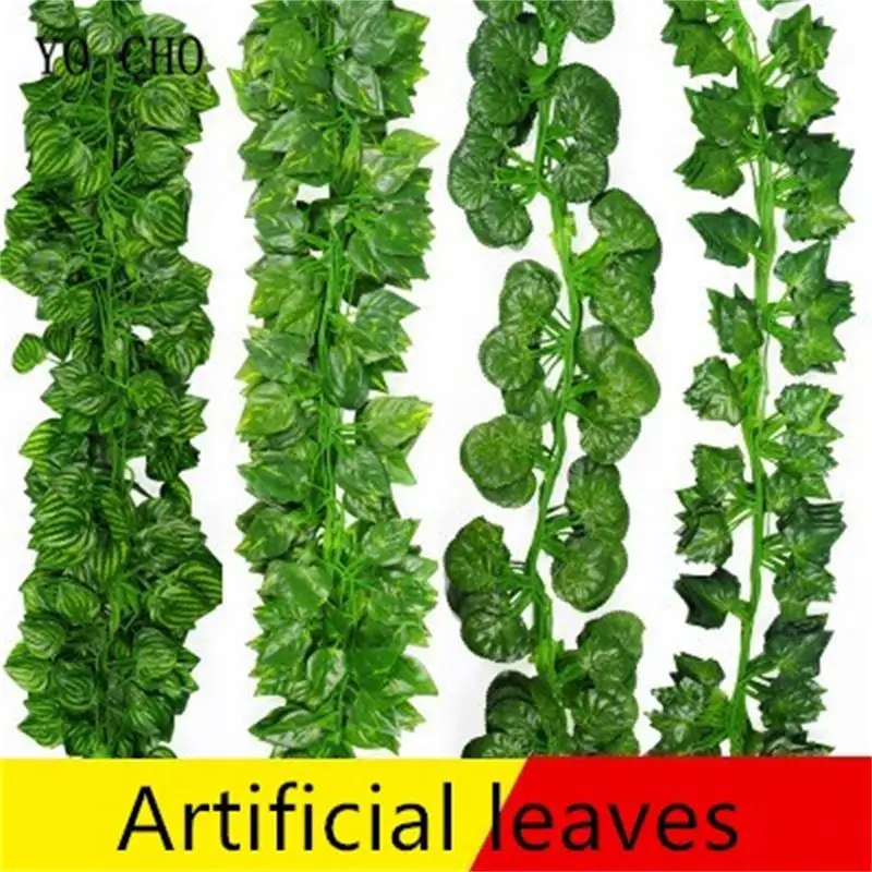 

YO CHO 12PCS/LOT Green Artificial Hanging Plants DIY Artificial Ivy Garland For Bar Paty Decor Home Garden Wall Decoration