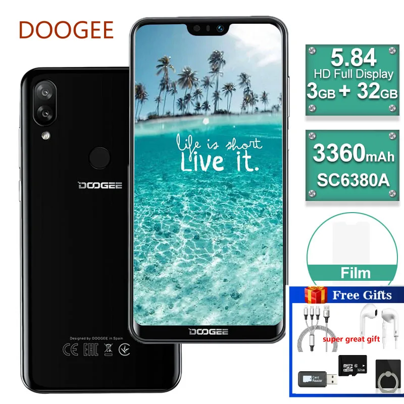В наличии DOOGEE N10 мобильный телефон 3 ГБ ОЗУ 32 Гб ПЗУ 5 84 дюймов 19:9 дисплей 16.0MP