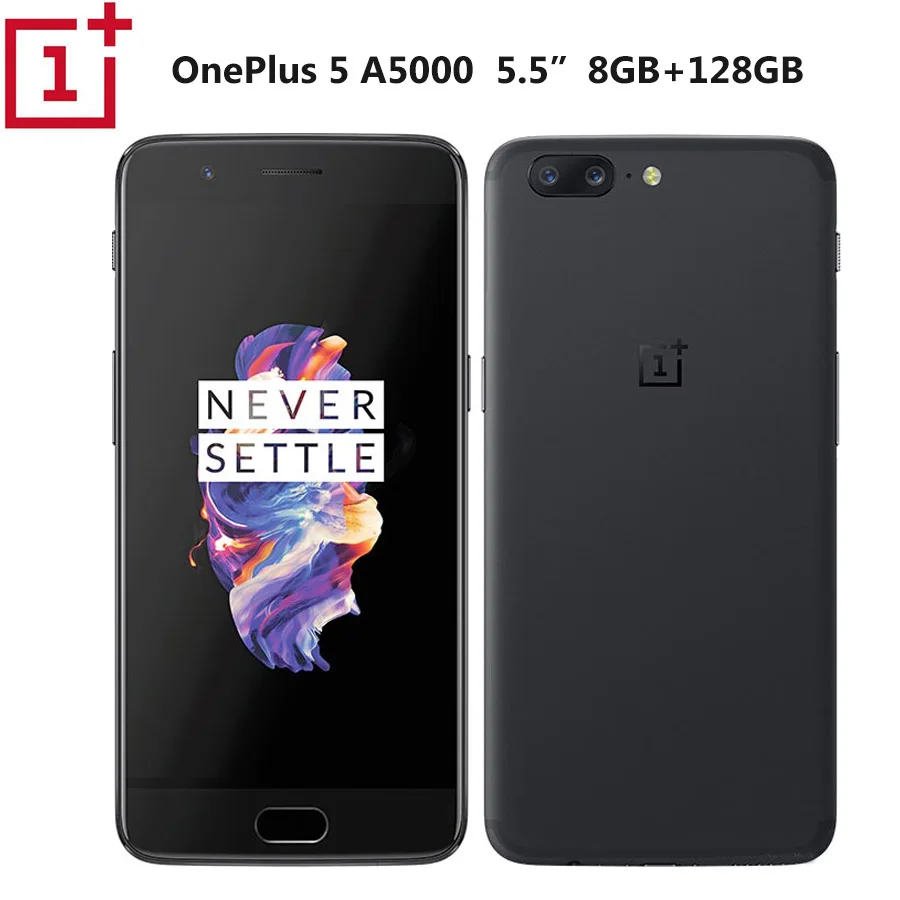 Мобильный телефон OnePlus 5 A5000 LTE 4G, две sim-карты, Восьмиядерный процессор Snapdragon835, 8 ГБ ОЗУ, 128 Гб ПЗУ, 5,5 дюймов, 1920x1080 P, 3300 мАч, NFC, 16 МП