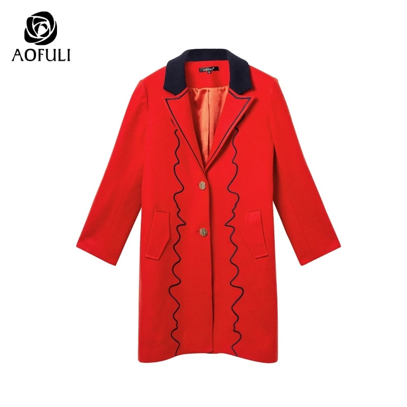 AOFULI S XXXL 4XL 5XL Плюс размер женское Шерстяное Пальто Длинные зимние топы с длинными