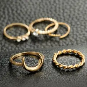 2019 New Korean Minimalist Temperament Moon Alloy Thin Ring 5pcs/lot Female Bohemian Charms Wedding Party Punk Jewelry | Украшения и