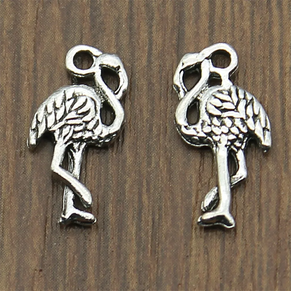 

WYSIWYG 10pcs Charms Flamingo Antique Silver Color Alloy DIY Jewelry Making Accessories 9x17mm