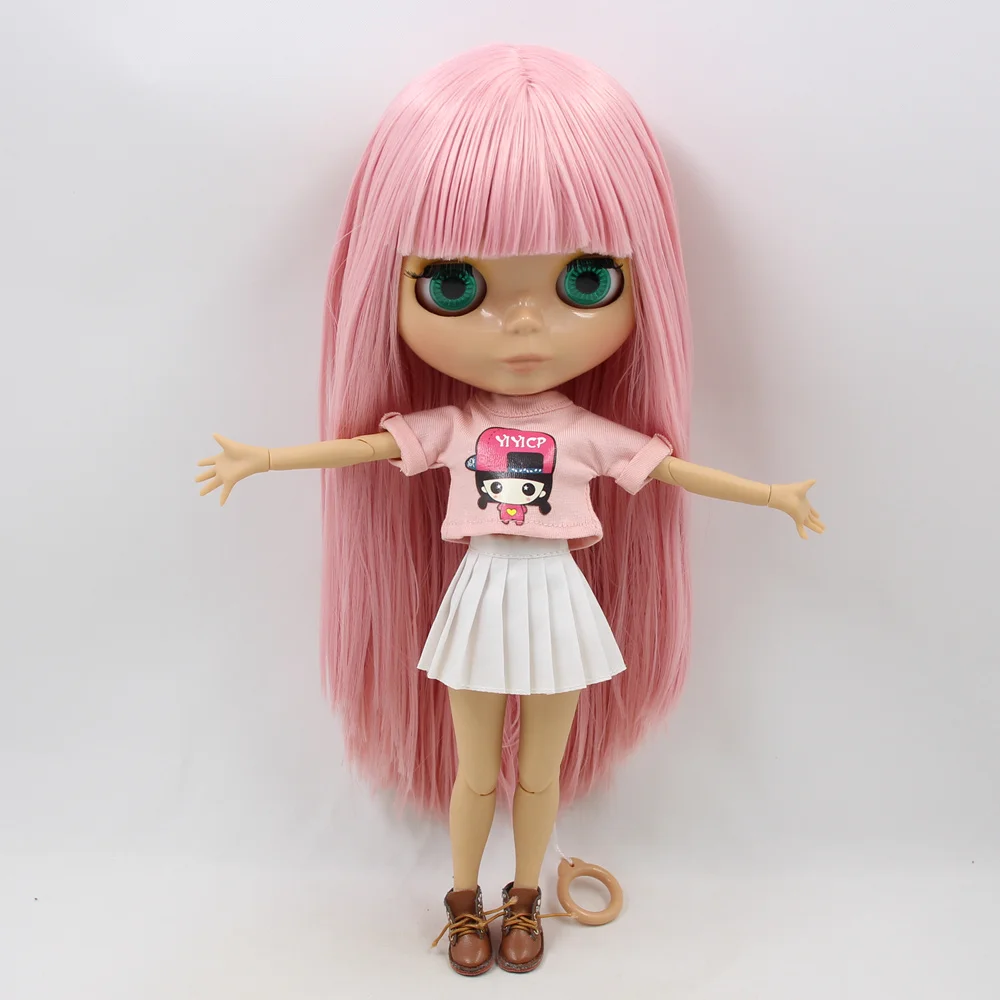 Кукла Blyth ICY DBS 1/6 с розовыми прямыми волосами обнаженной желтоватой кожей