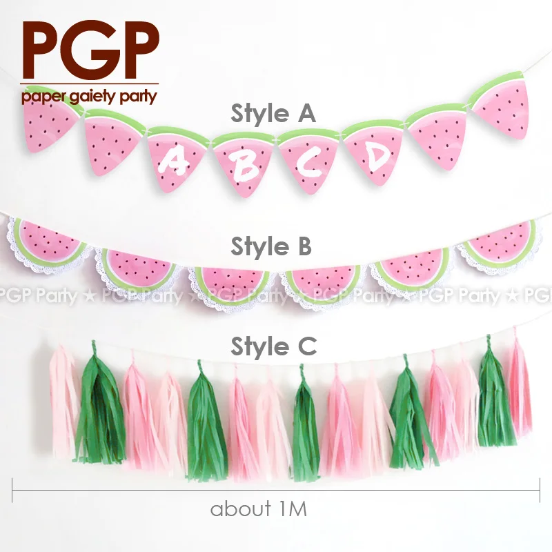 [PGP] набор арбузных гирлянд для лета тропические Беби Шауэр детский 1 й 2 3 4 5 День