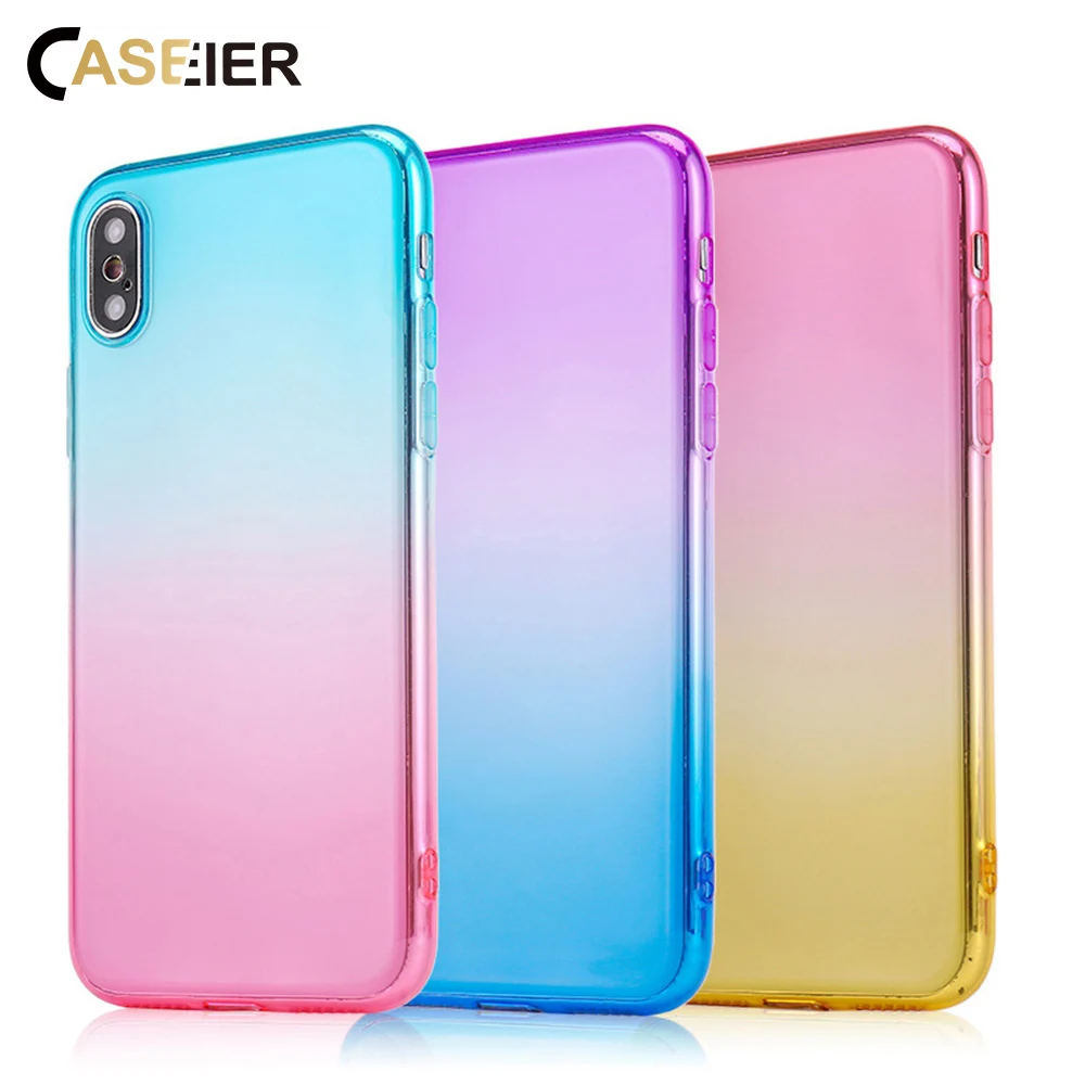 CASEIER Gradient Color Case For Oneplus 6 Soft Cases Ultra Thin Cover 5 5T Luxury Transparent Phone Funda Coque Capa |