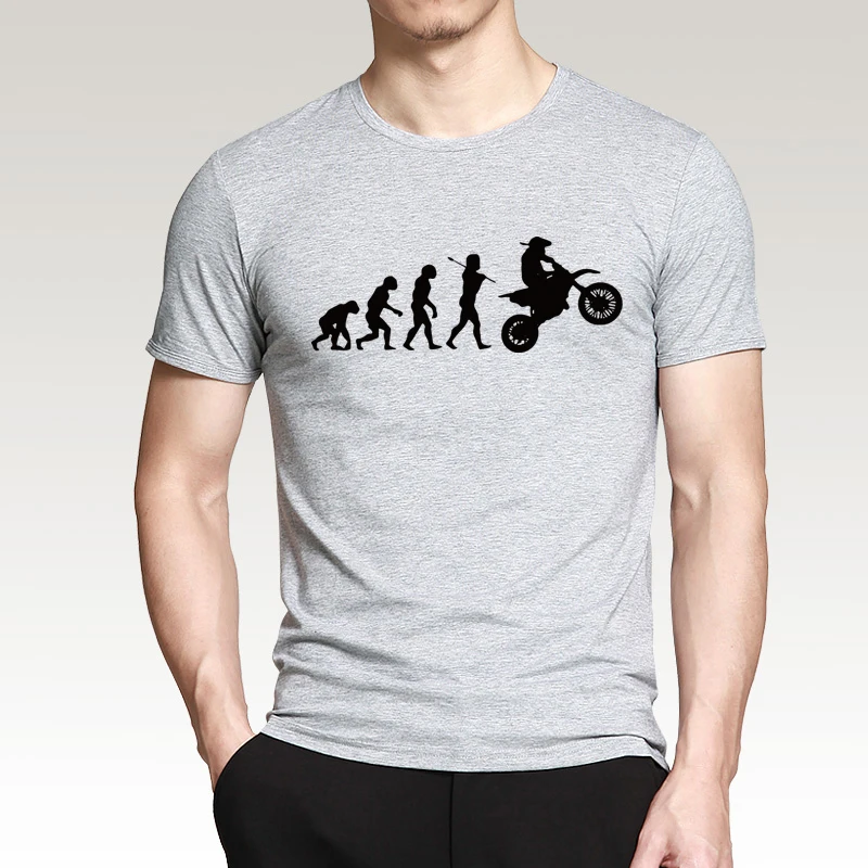 2017 Летний Новый Мода Повседневная Мужская Смешные Футболки Мотокросс эволюция