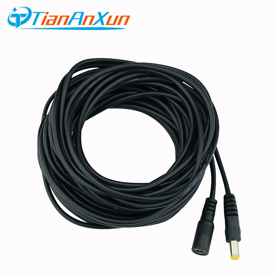 TIANANXUN DC12V удлинитель питания 2,1*5,5 мм разъем для видеонаблюдения камеры безопасности черный цвет 5 м 10 м кабель питания