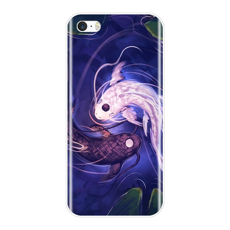 Soft Silicone Phone Case For Apple iPhone 5 5C 5S SE 4 4S Black White Fish Aesthetic Cartoon Animal Back Cover S | Мобильные