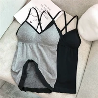sexy long seamless crossover beauty back sports bra solid color padded vest new 2019