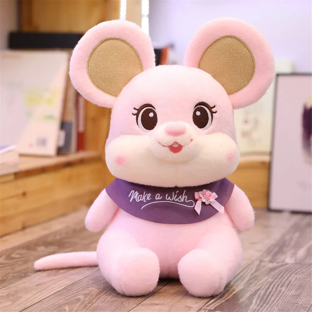 1 шт., новинка, Kawaii mouse, плюшевая кукла, высокое качество, мягкая в ношении мышь, фигурки животных игрушечные, детские подарки на день рождения, Рождество