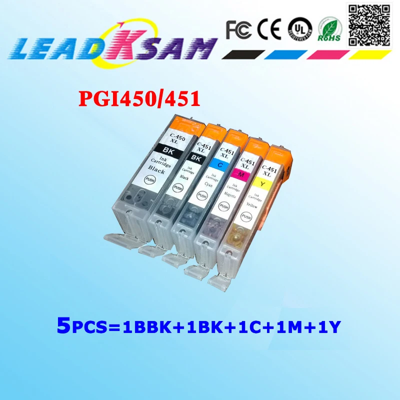 5x PGI450 CLI451 чернильный картридж совместимый с CANON Pixma ip7240 MG5440 MG6340 PGI 450 CLI 451|cartridge