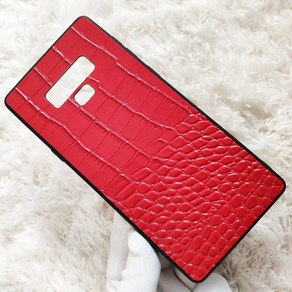 New Real Genuine Leather Soft TPU Silicone Back Cover Crocodile Grain Natural Cowhide Phone Case For Samsung Galaxy Note9 Note 9 |