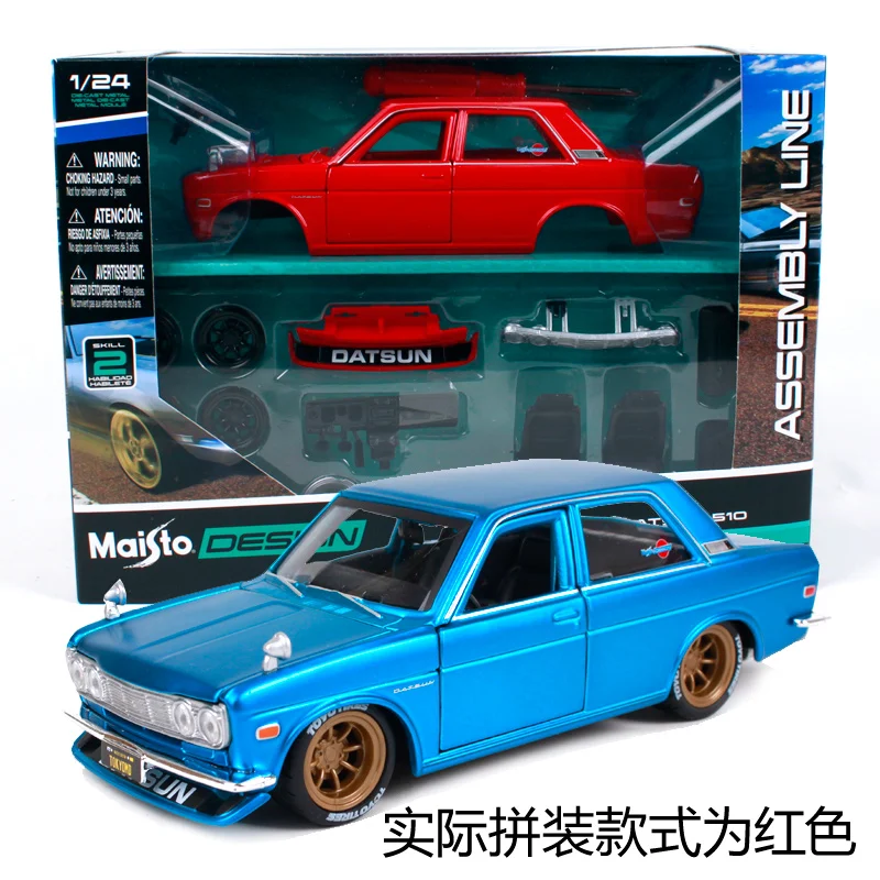 Maisto 1:24 1971 DATSUN 510 сборка &quotсделай сам&quot Ретро производительность машины литья под