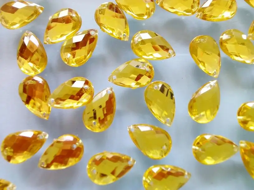 8*13 мм в форме капли воды пришивные стразы желтые камни Хрустальный Стразы