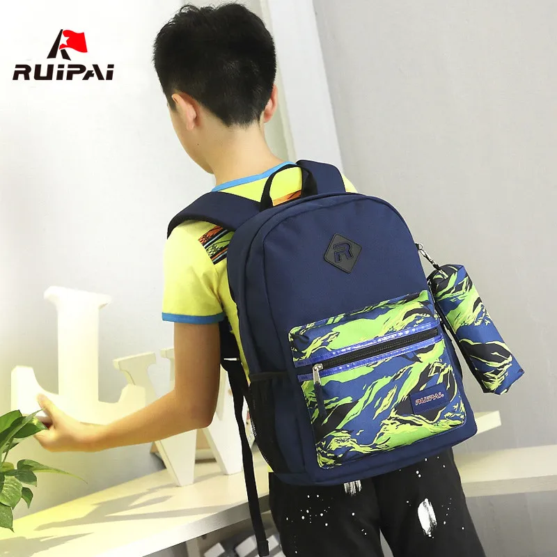 

RUIPAI 3 Pieces/set Nylon Children School Bags Waterproof Orthopedic Children Backpacks Girls Boys Camouflage Primary Schoolbags
