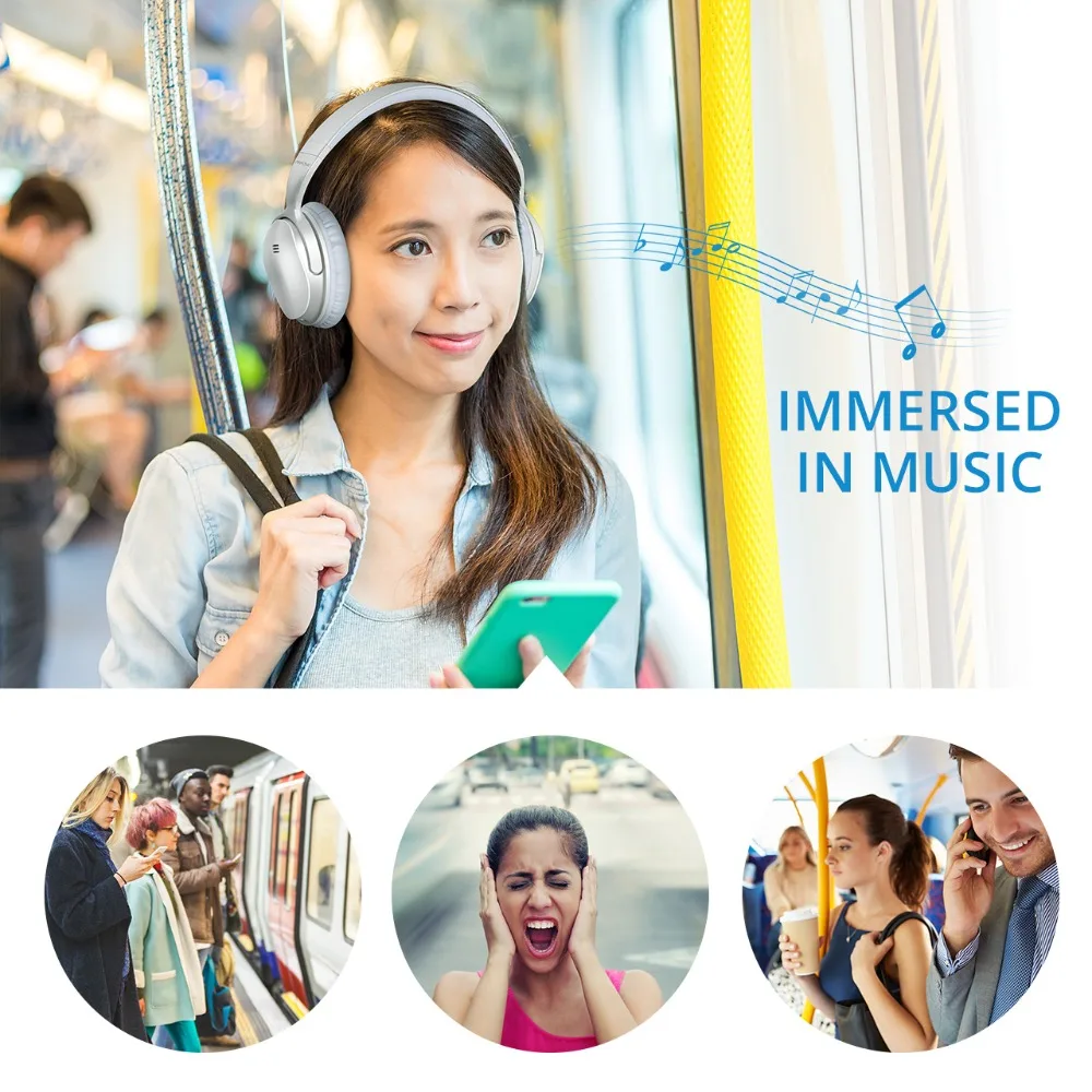 Mpow H5 серебряные беспроводные/проводные наушники Bluetooth V4.1 активная шумоподавляющая гарнитура глубокий бас для iPhone Xiaomi huawei SONY