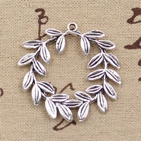8pcs charms olive branch wreath 41x36mm antique bronze silver color pendants making diy handmade tibetan bronze jewelry