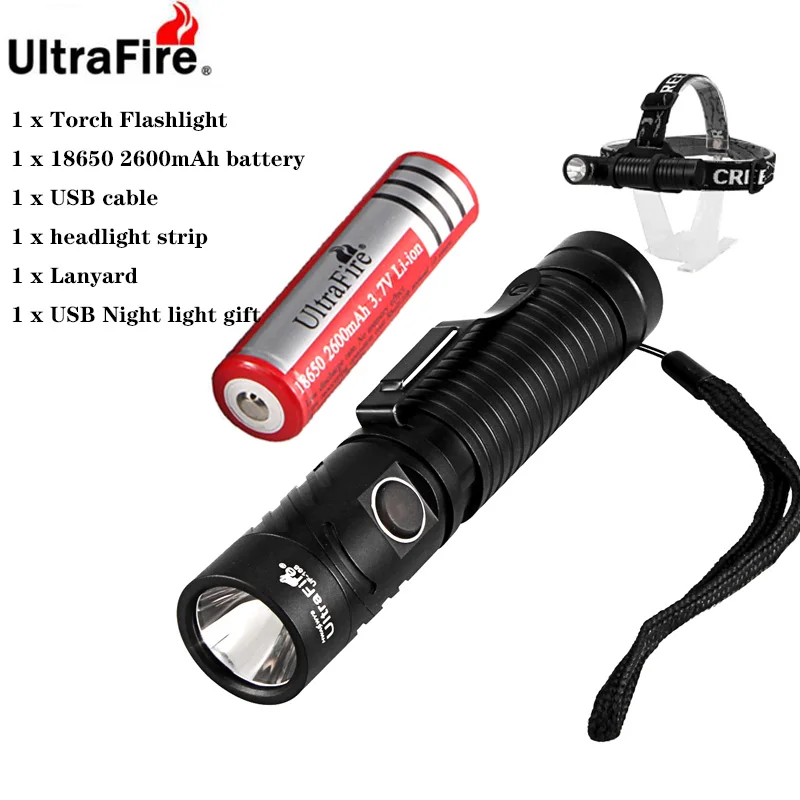 

Ultrafire UF-168 18650 USB Charging Torch Headlight XML-T6 1200LM LED Work Light Magnetic Multifunction Illuminator 4 Mode