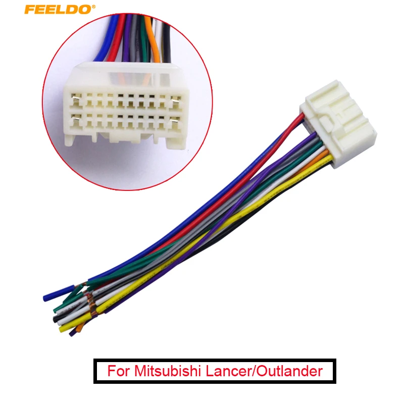 FEELDO 1PC Car Radio Audio CD Power Wire Harness Adapter For Mitsubishi Lancer/Outlander/Mirage Toyota Crown/ Land Cruiser/Prado