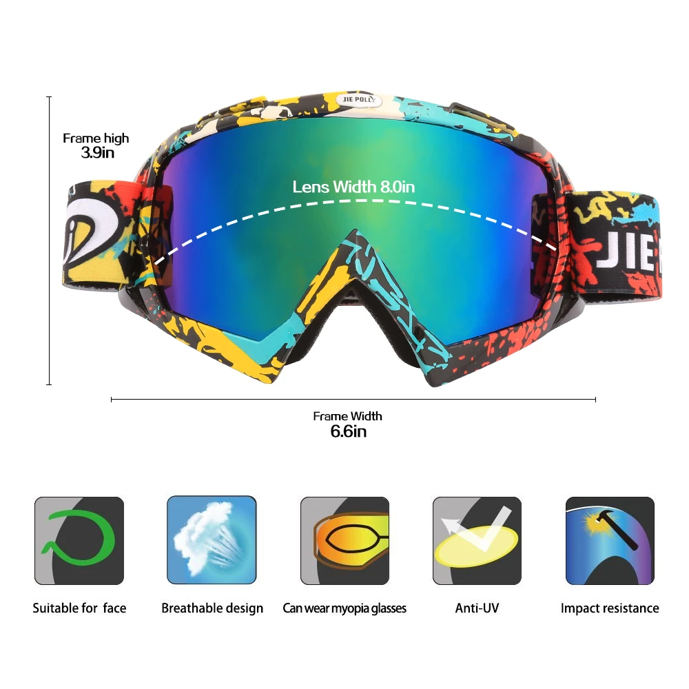 Jiepolly Graffiti Cycling Bicycle Bike Racing Goggles Dustproof Motocross Outdoor Google Motorcycle Eyewear Skiing Sunglasses | Спорт и