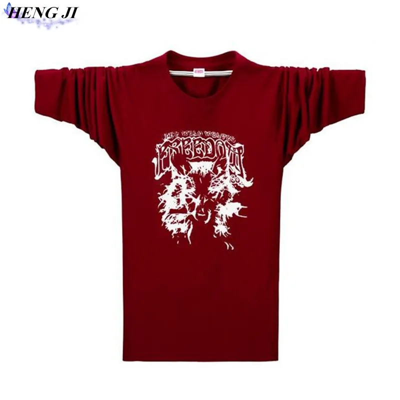 Для отдыха футболка с длинными рукавами мода штамп мужчина Oversize хлопок студент